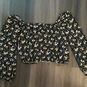 Women's Floral Square-Neck Crop Top (size small)